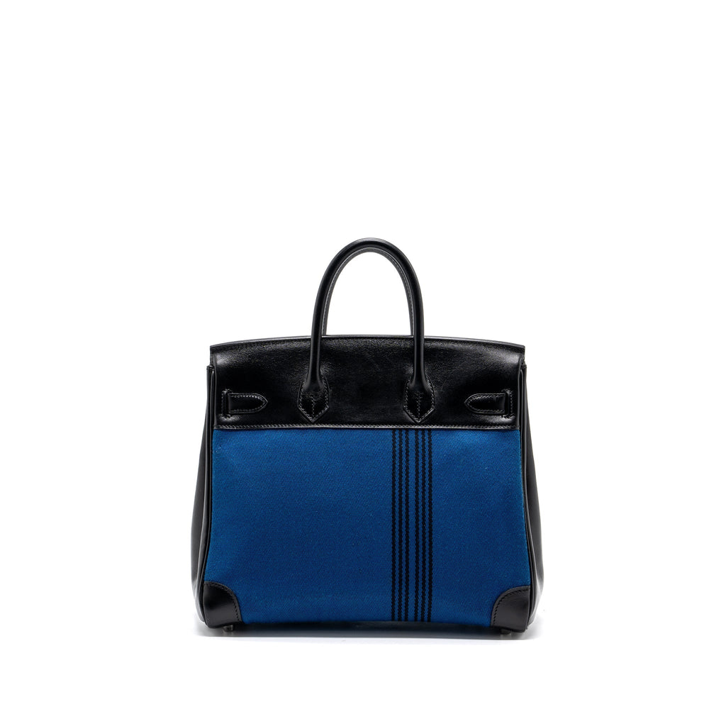 HERMES VINTAGE BIRKIN HAC 28 TOILE POTAMUS BLACK / BLUE SHW