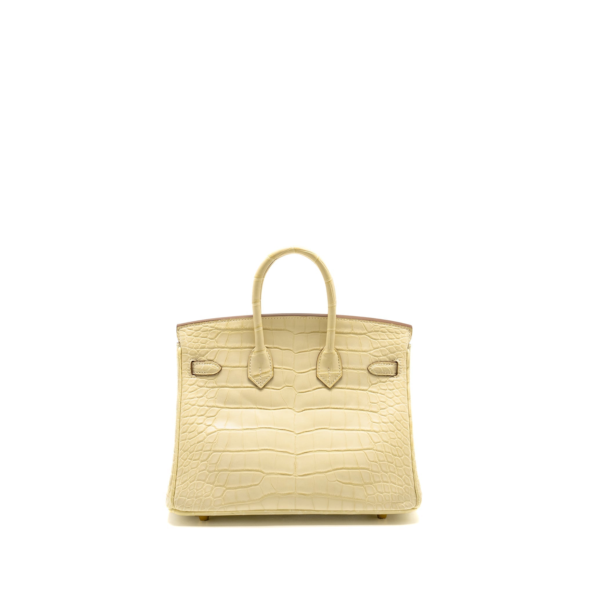 HERMES BIRKIN 25 SPECIAL ORDER MAT ALLIGATOR MISSISSIPPIENSIS VANILLE / GRIS PERLE LGHW