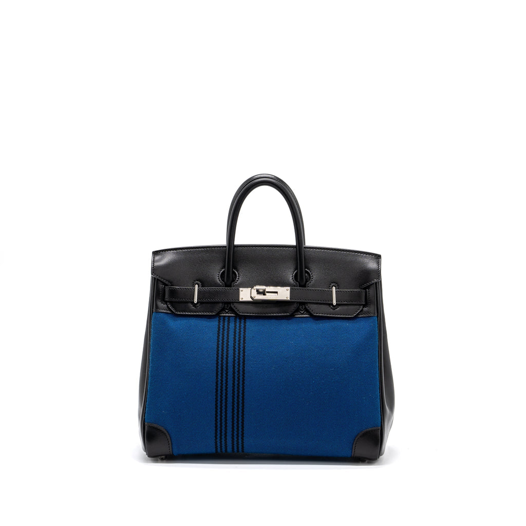 HERMES VINTAGE BIRKIN HAC 28 TOILE POTAMUS BLACK / BLUE SHW