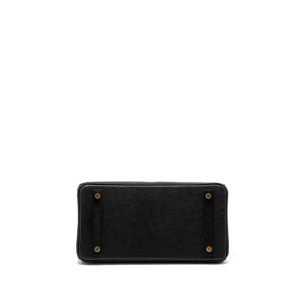 HERMES BIRKIN 30 SHINY ALLIGATOR MISSISSIPPIENSIS TOUCH / OSTRICH BLACK GHW