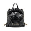 22 BACKPACK WHITE LETTER LOGO SHINY CALFSKIN BLACK GHW (MICROCHIP)