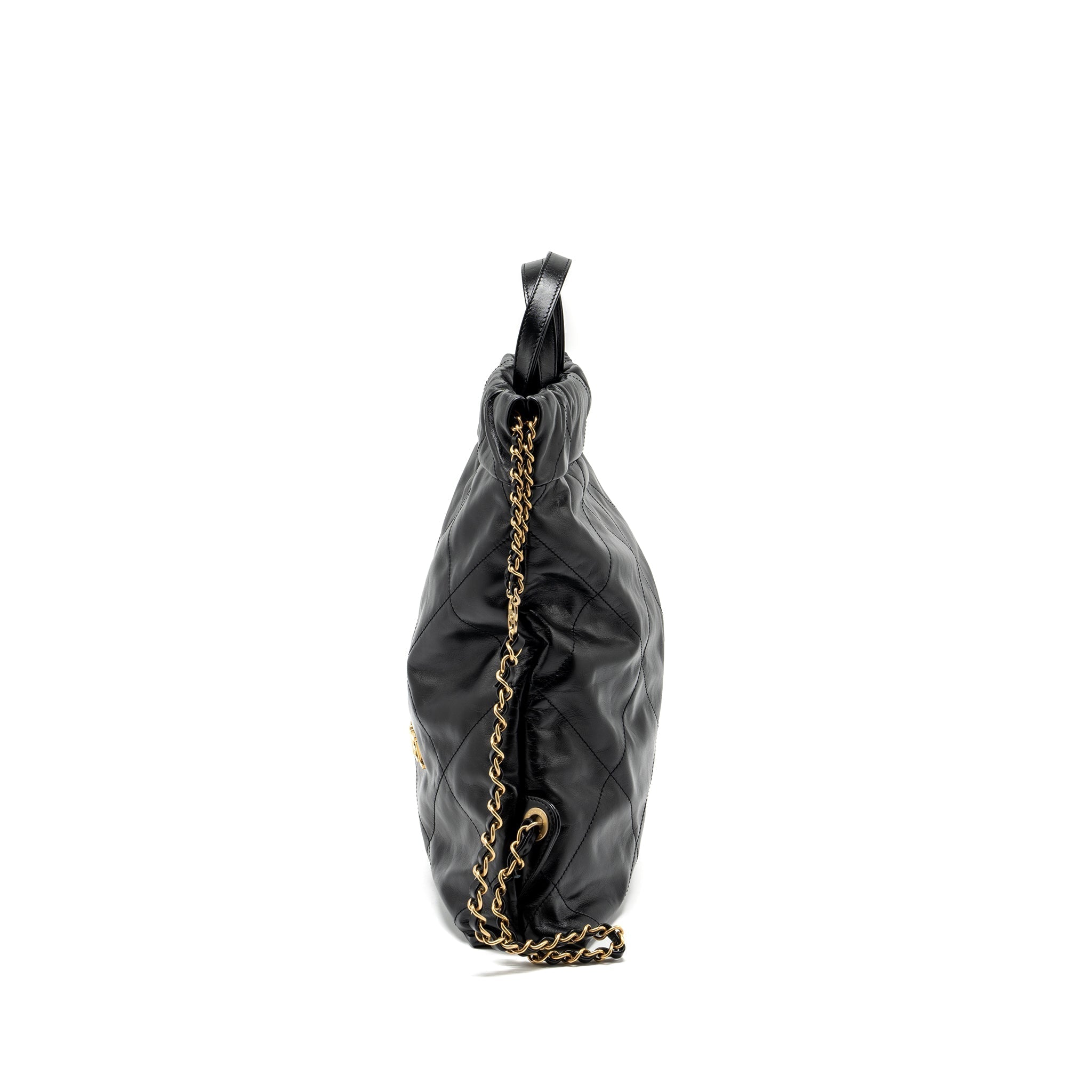 22 BACKPACK SHINY CALFSKIN  BLACK GHW (MICROCHIP)