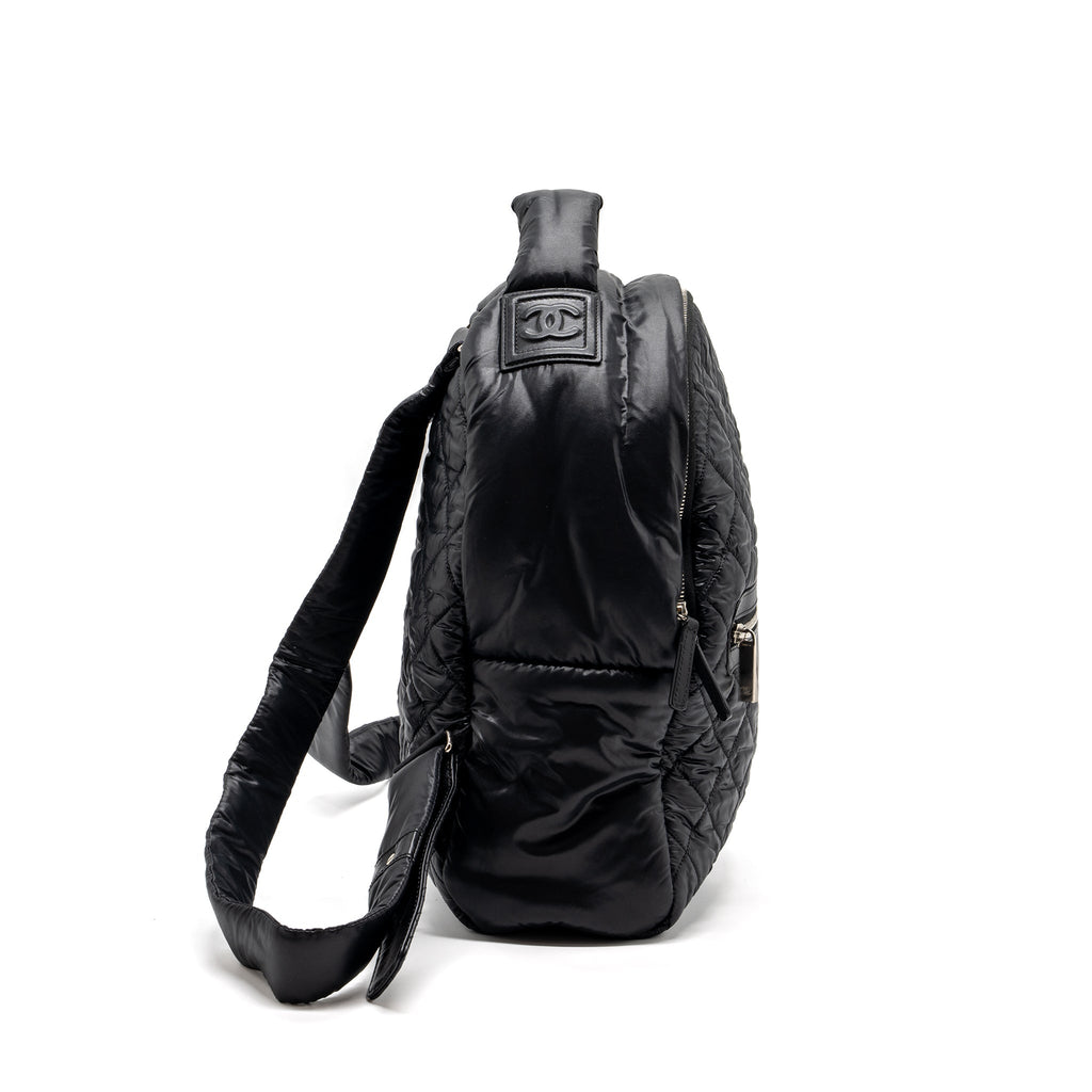 COCO COCOON BACKPACK QUILTED NYLON/LEATHER BLACK GHW