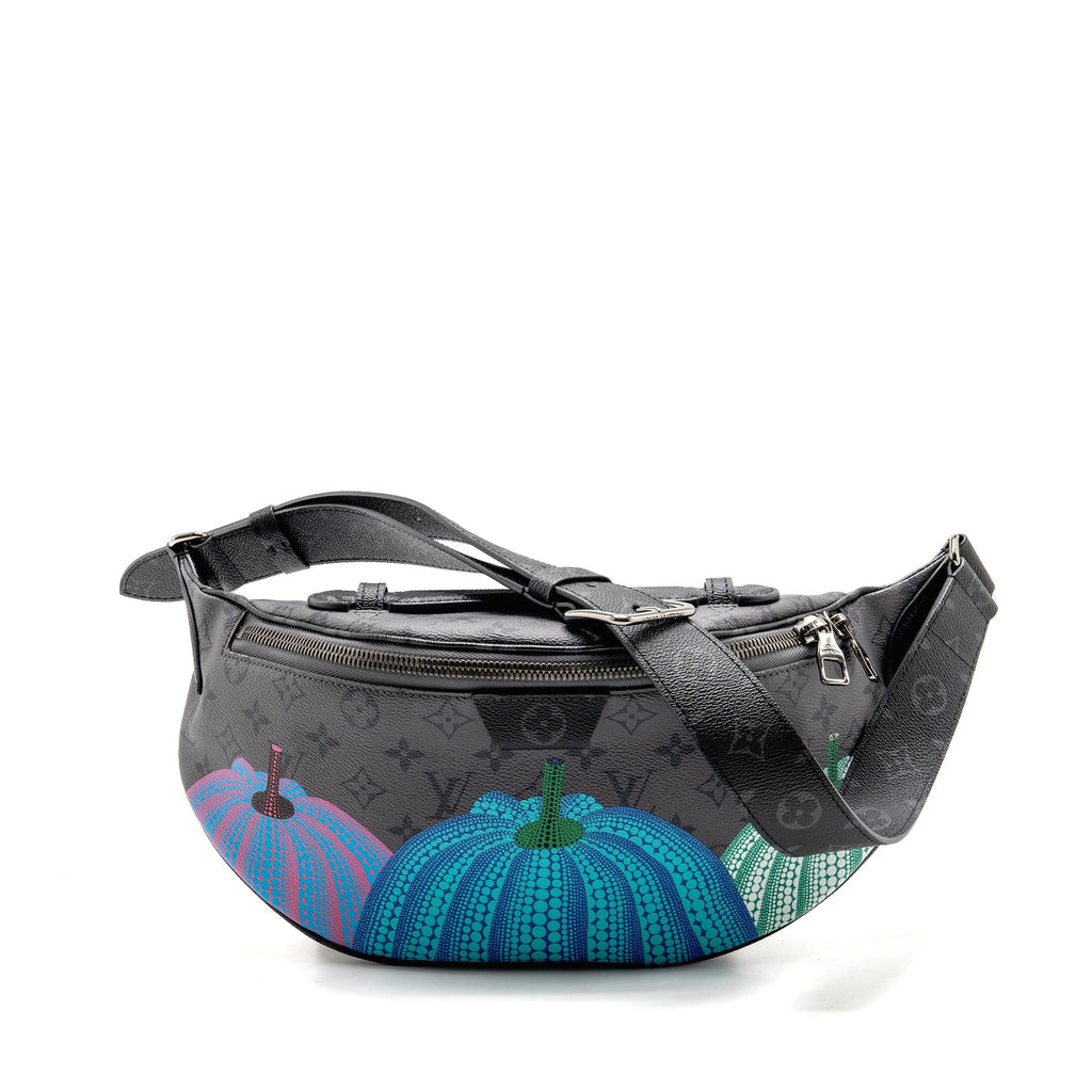 X YAYOI KUSAMA REVERSE MONOGRAM ECLIPSE MAXI BUMBAG CANVAS GREY/ MULTICOLOUR DARK SILVER HARDWARE