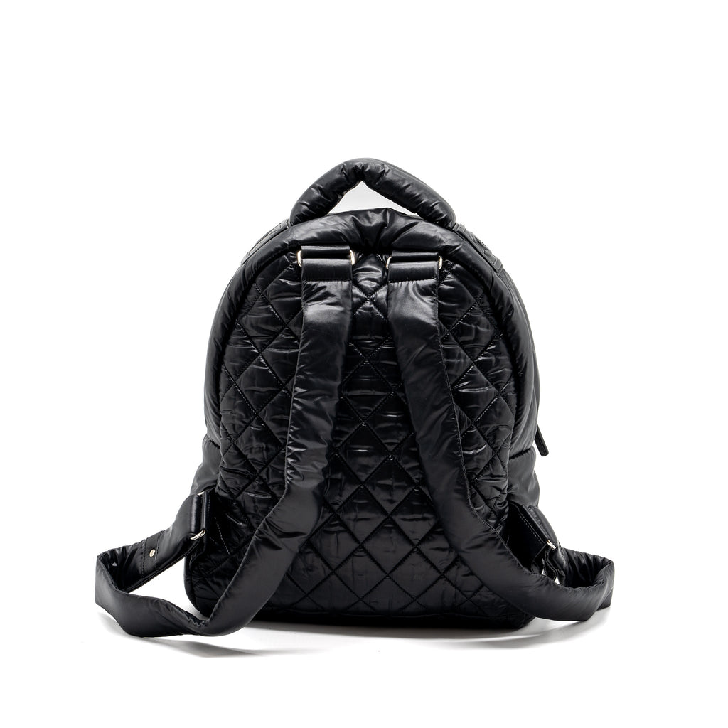COCO COCOON BACKPACK QUILTED NYLON/LEATHER BLACK GHW