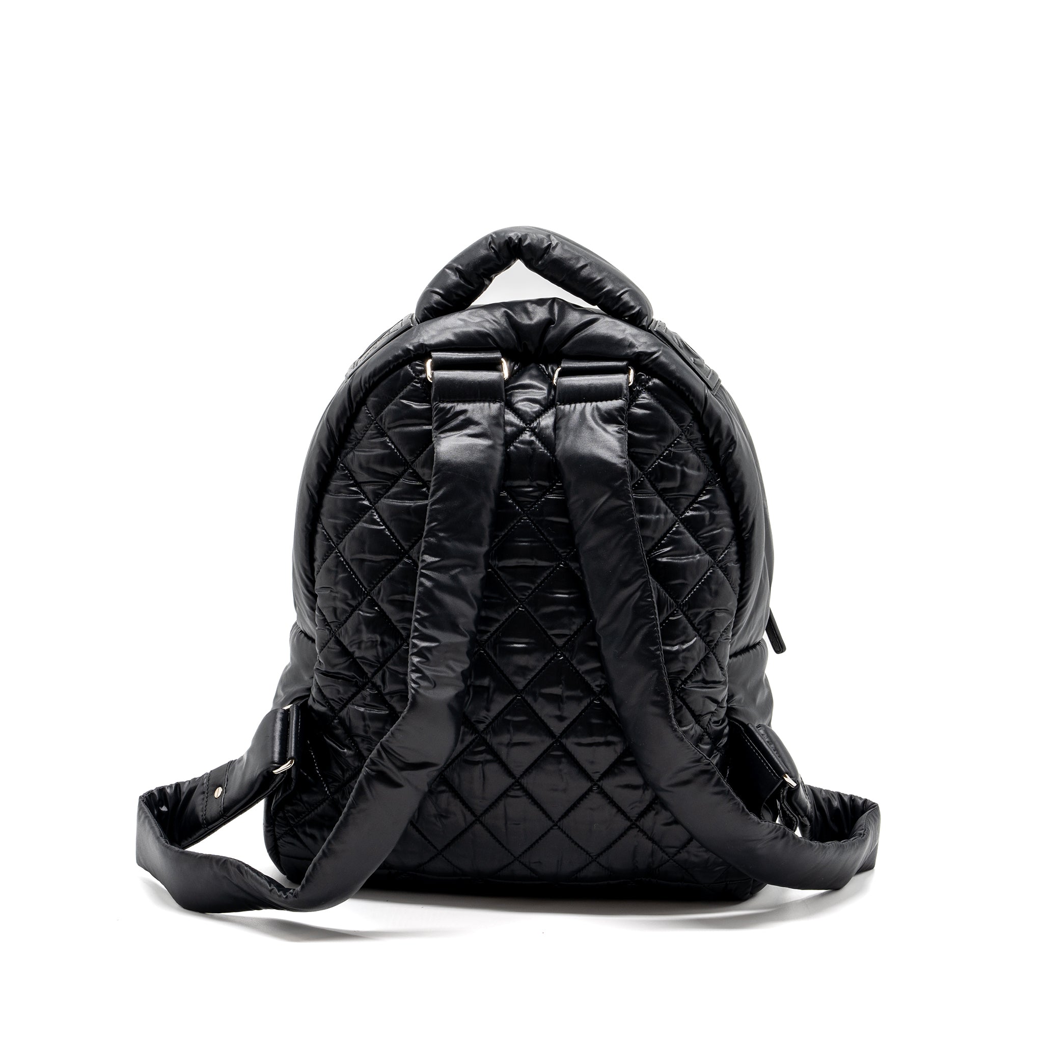 COCO COCOON BACKPACK QUILTED NYLON/LEATHER BLACK GHW