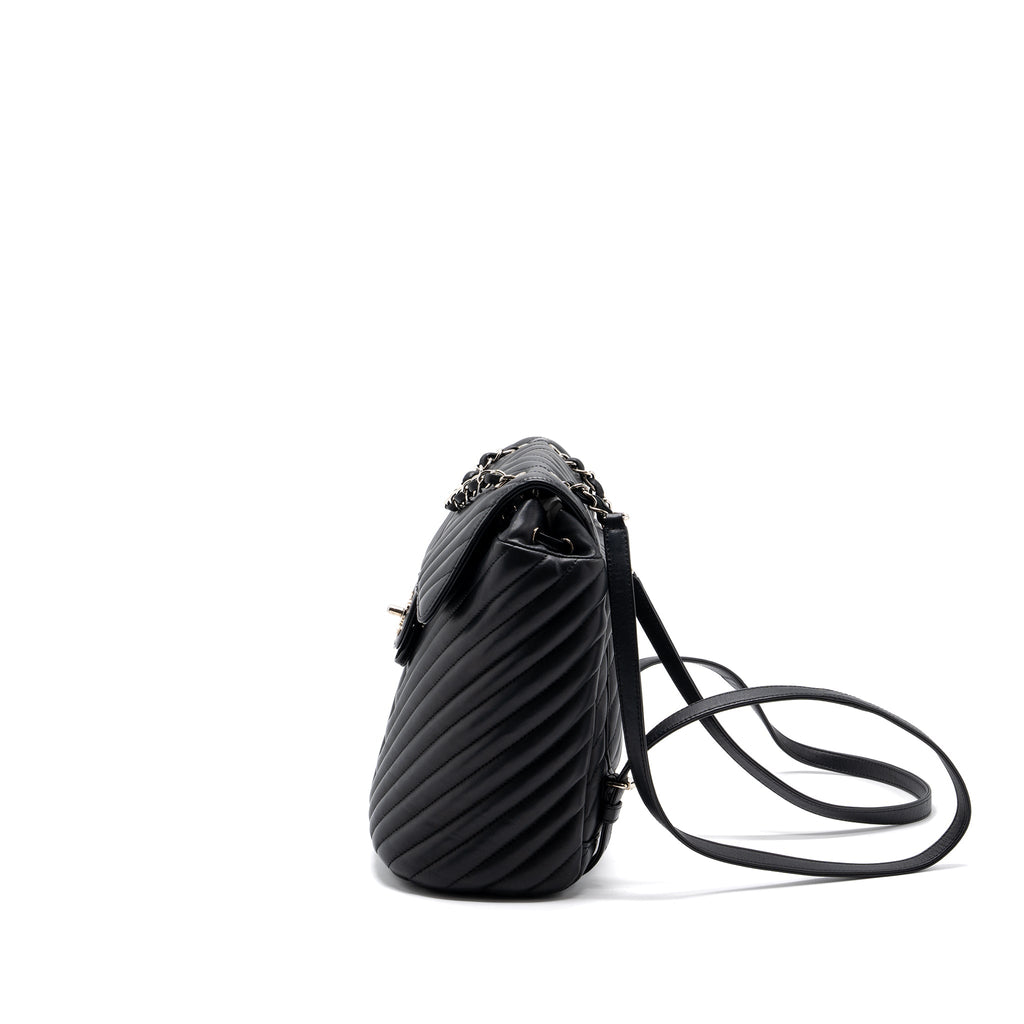 SMALL URBAN SPIRIT BACKPACK CHEVRON CALFSKIN BLACK SHW