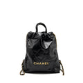 22 BACKPACK SHINY CALFSKIN  BLACK GHW (MICROCHIP)