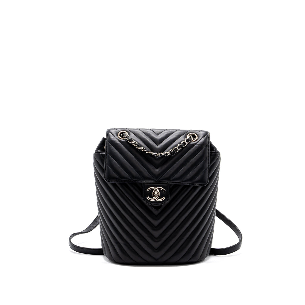 SMALL URBAN SPIRIT BACKPACK CHEVRON CALFSKIN BLACK SHW