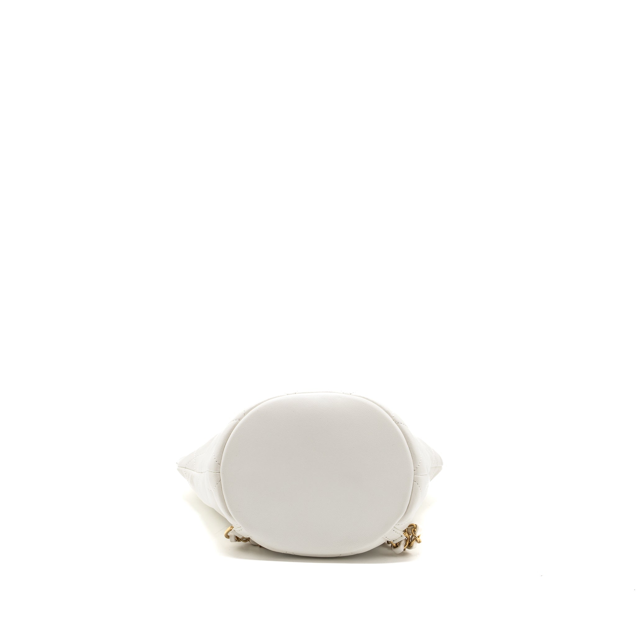 ROUND HANDLE BUCKET BACKPACK LAMBSKIN WHITE GHW