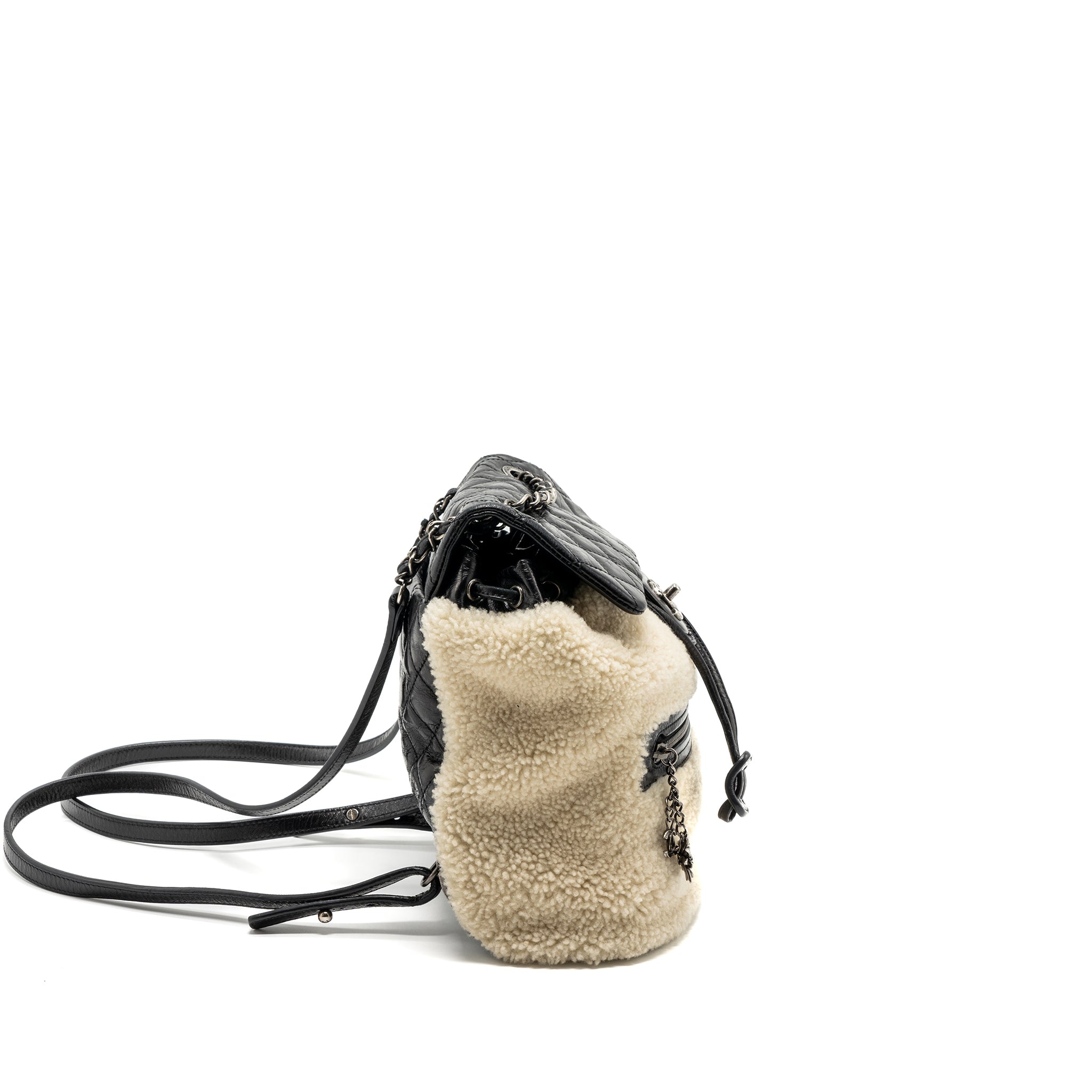 SMALL MOUNTAIN BACKPACK QUILTED CALFSKIN / SHEARLING MULTICOLOUR RUTHENIUM HARDWARE