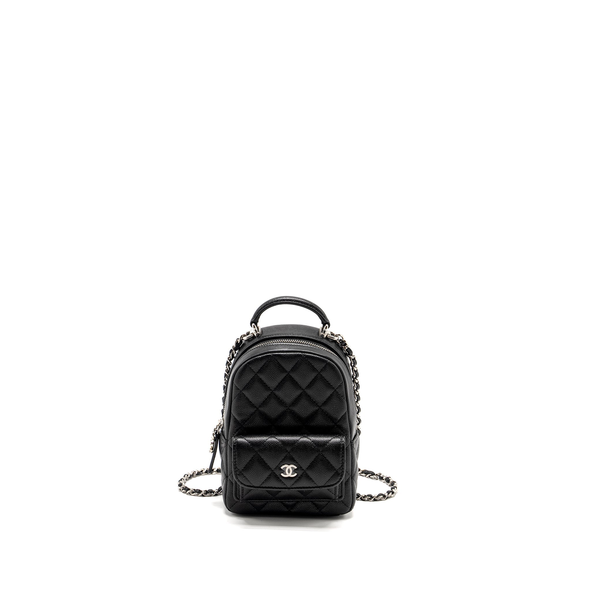 24P MINI BACKPACK/CROSSBODY BAG CAVIAR BLACK SHW (MICROCHIP)