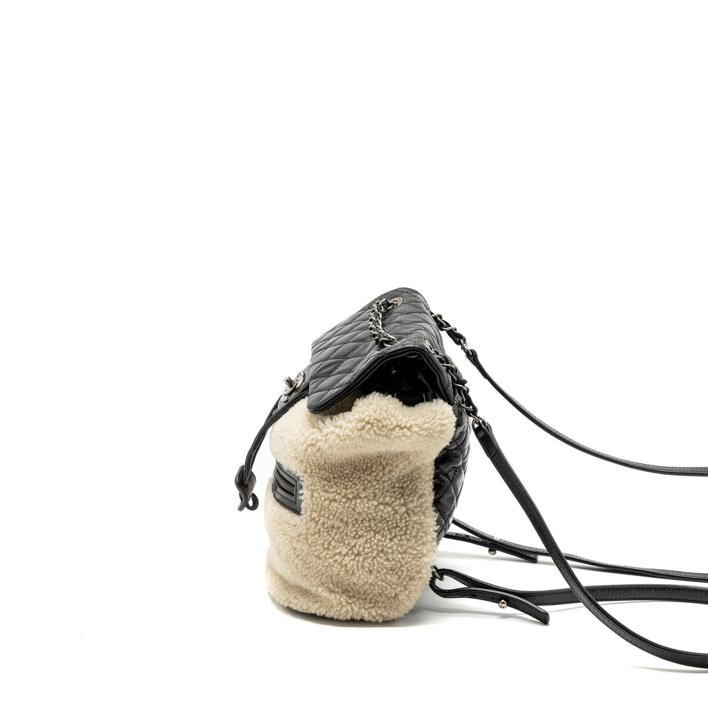 SMALL MOUNTAIN BACKPACK QUILTED CALFSKIN / SHEARLING MULTICOLOUR RUTHENIUM HARDWARE