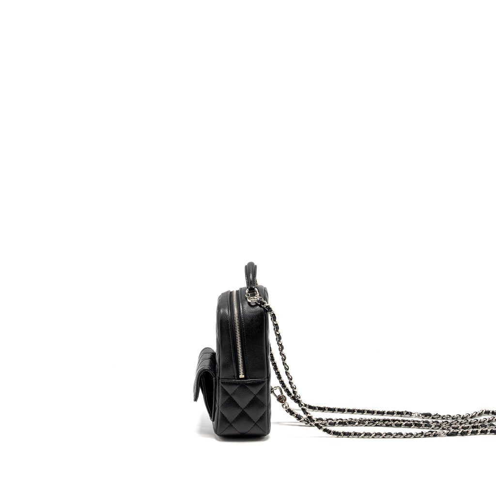 24P MINI BACKPACK/CROSSBODY BAG CAVIAR BLACK SHW (MICROCHIP)