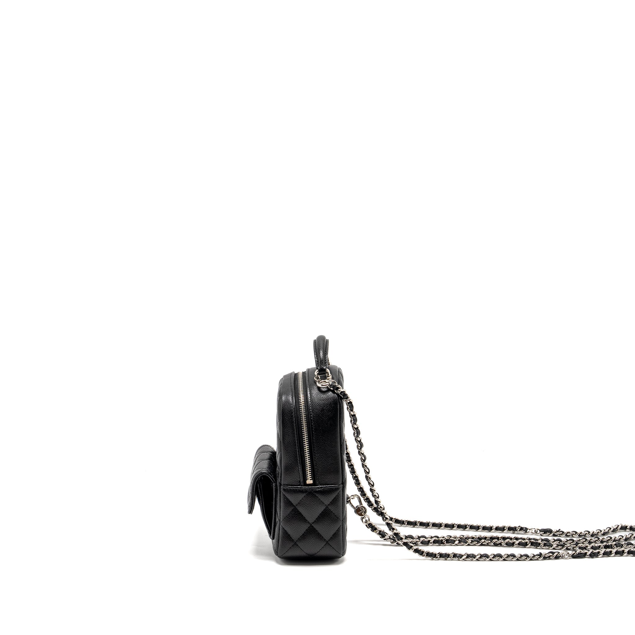 24P MINI BACKPACK/CROSSBODY BAG CAVIAR BLACK SHW (MICROCHIP)