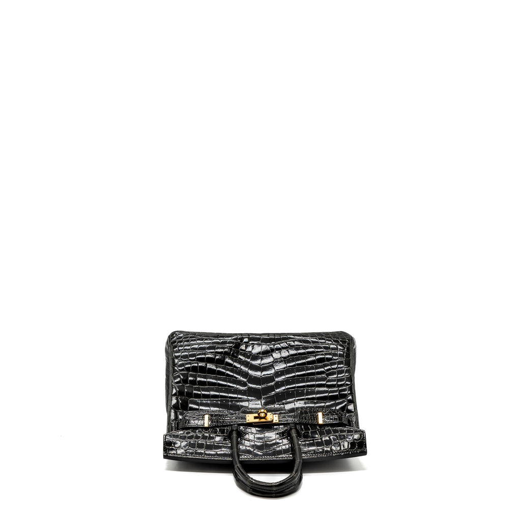 HERMES BIRKIN 25 SHINY CROCODILE NILOTICUS 88 GRAPHITE GHW