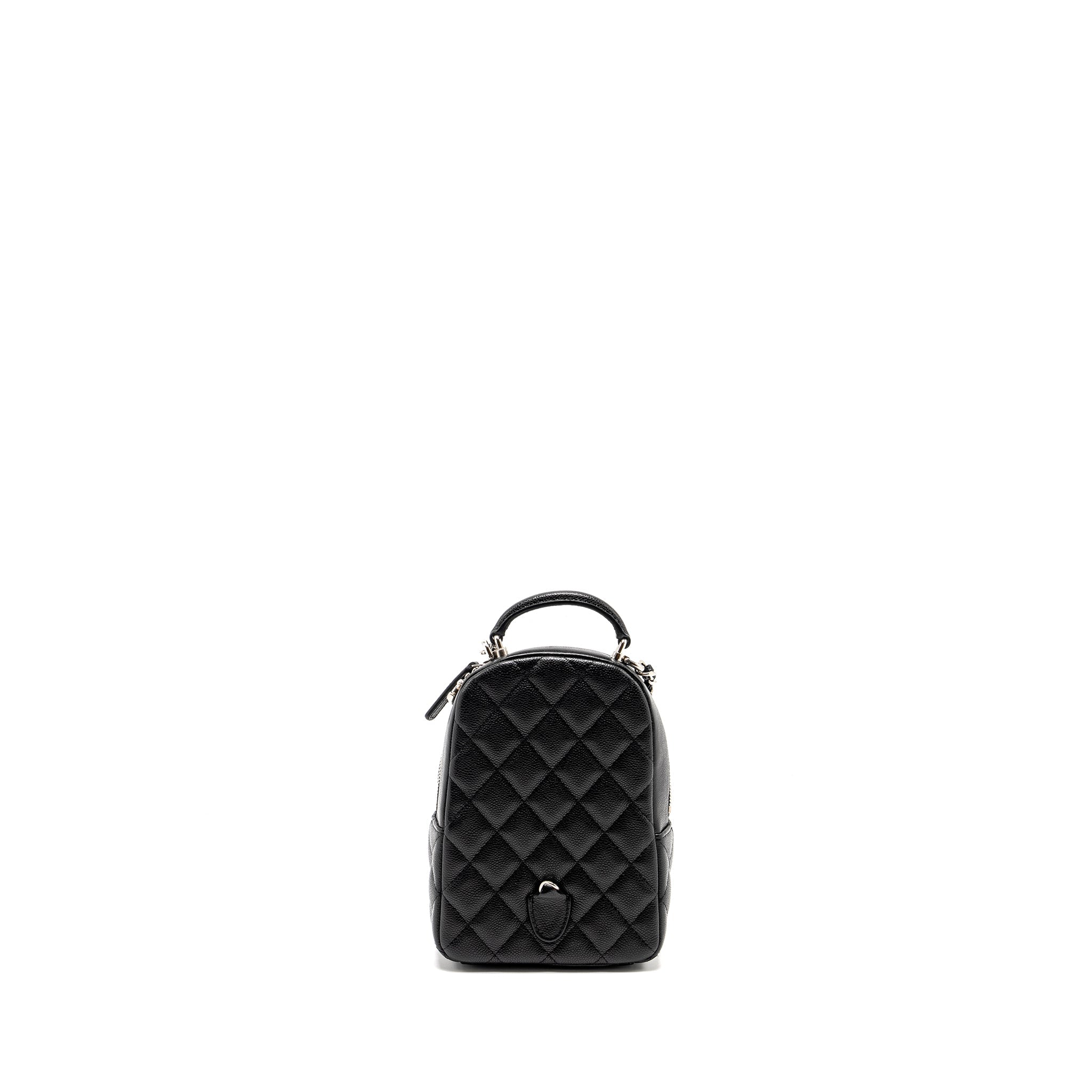 24P MINI BACKPACK/CROSSBODY BAG CAVIAR BLACK SHW (MICROCHIP)