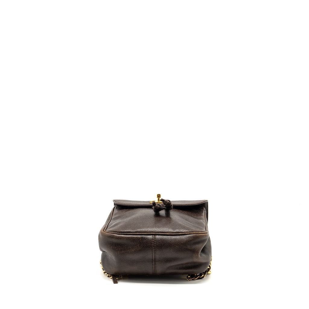 VINTAGE FLAP BACKPACK CAVIAR BROWN GHW