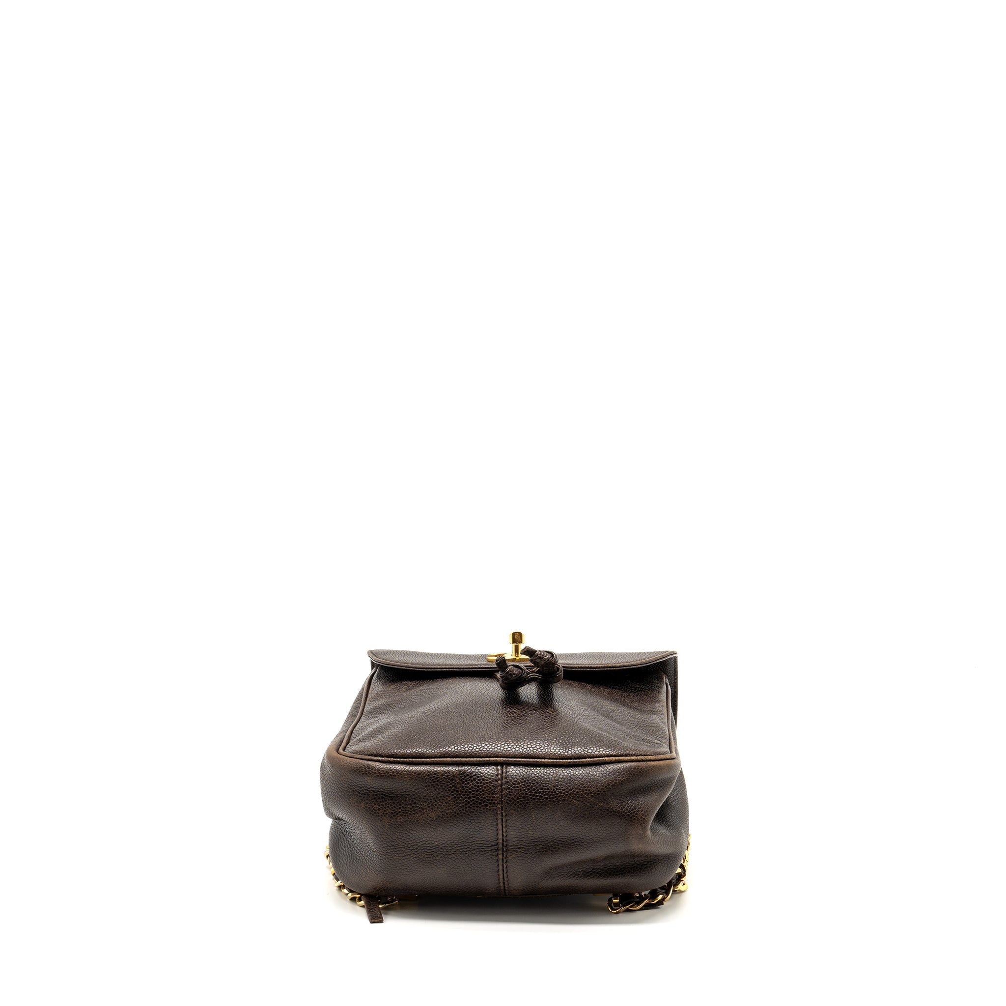 VINTAGE FLAP BACKPACK CAVIAR BROWN GHW