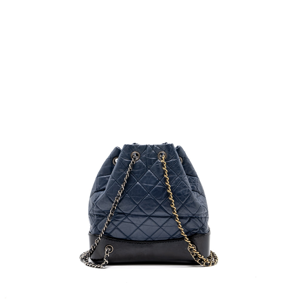 SMALL GABRIELLE BACKPACK AGED CALFSKIN NAVY BLUE/ BLACK RUTHENIUM HARDWARE