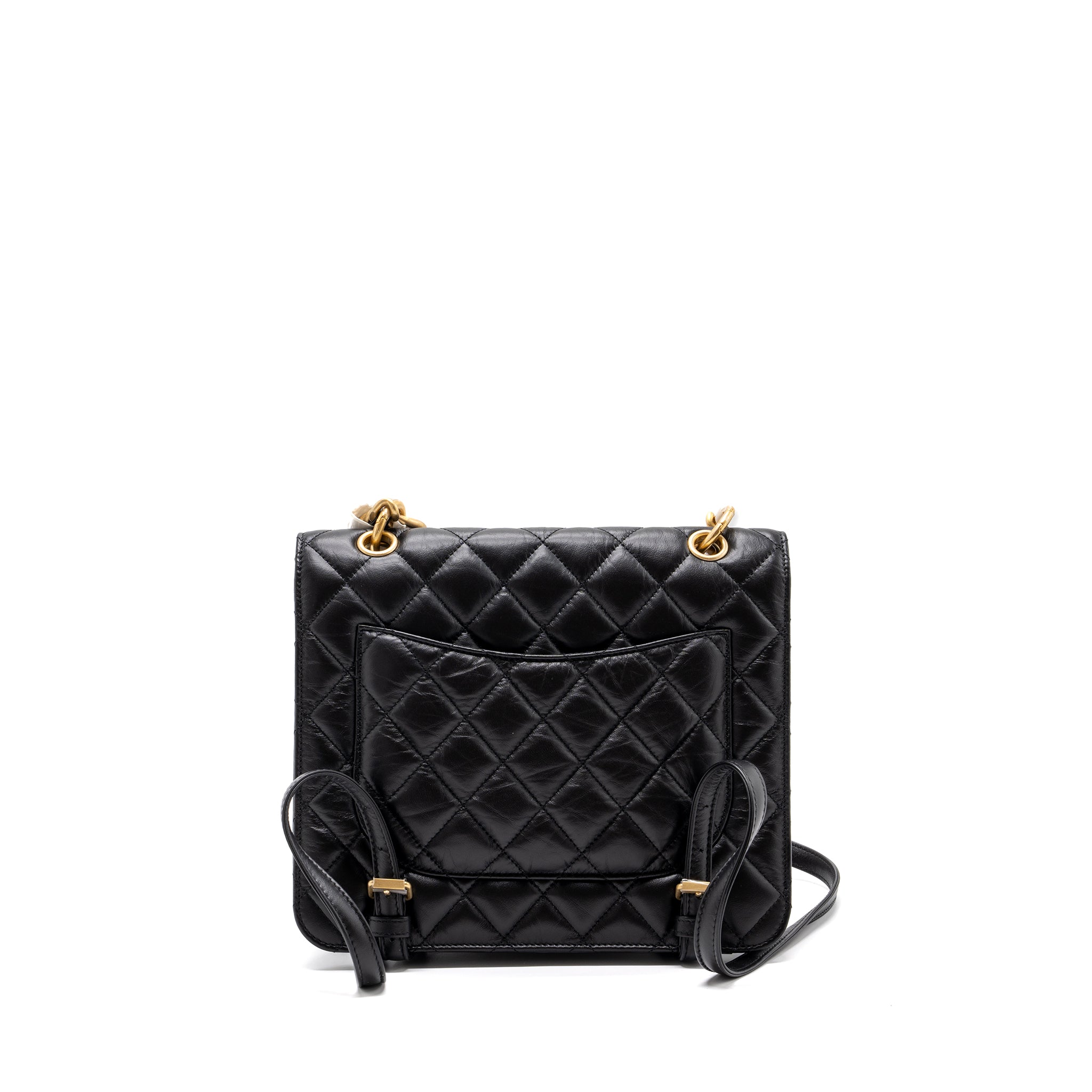 23S FLAP BACKPACK CALFSKIN BLACK BRUSHED GHW (MICROCHIP)