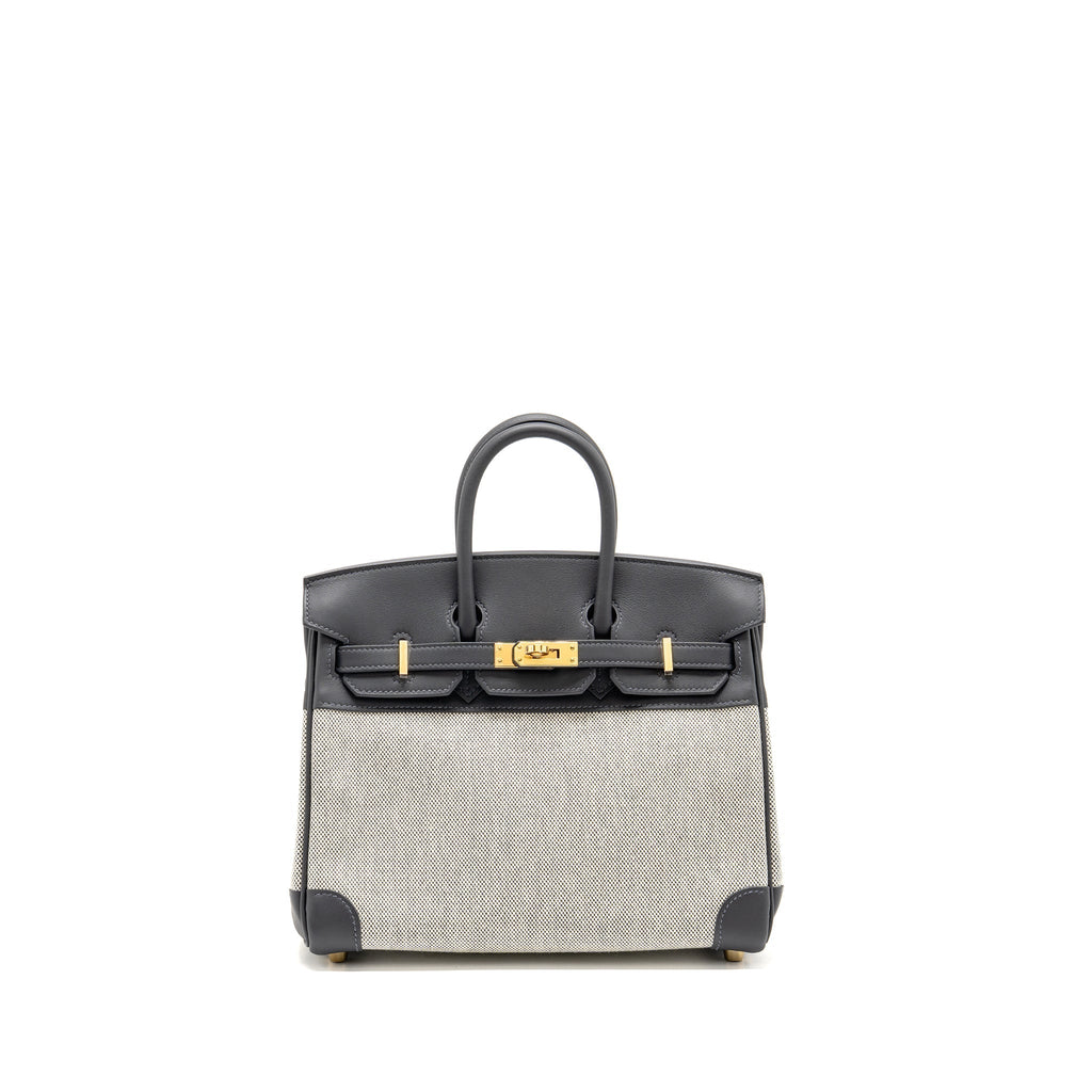 HERMES BIRKIN 25 TOILE SWIFT/CANVAS ECRU-ARDOISE/ARDOISE GHW