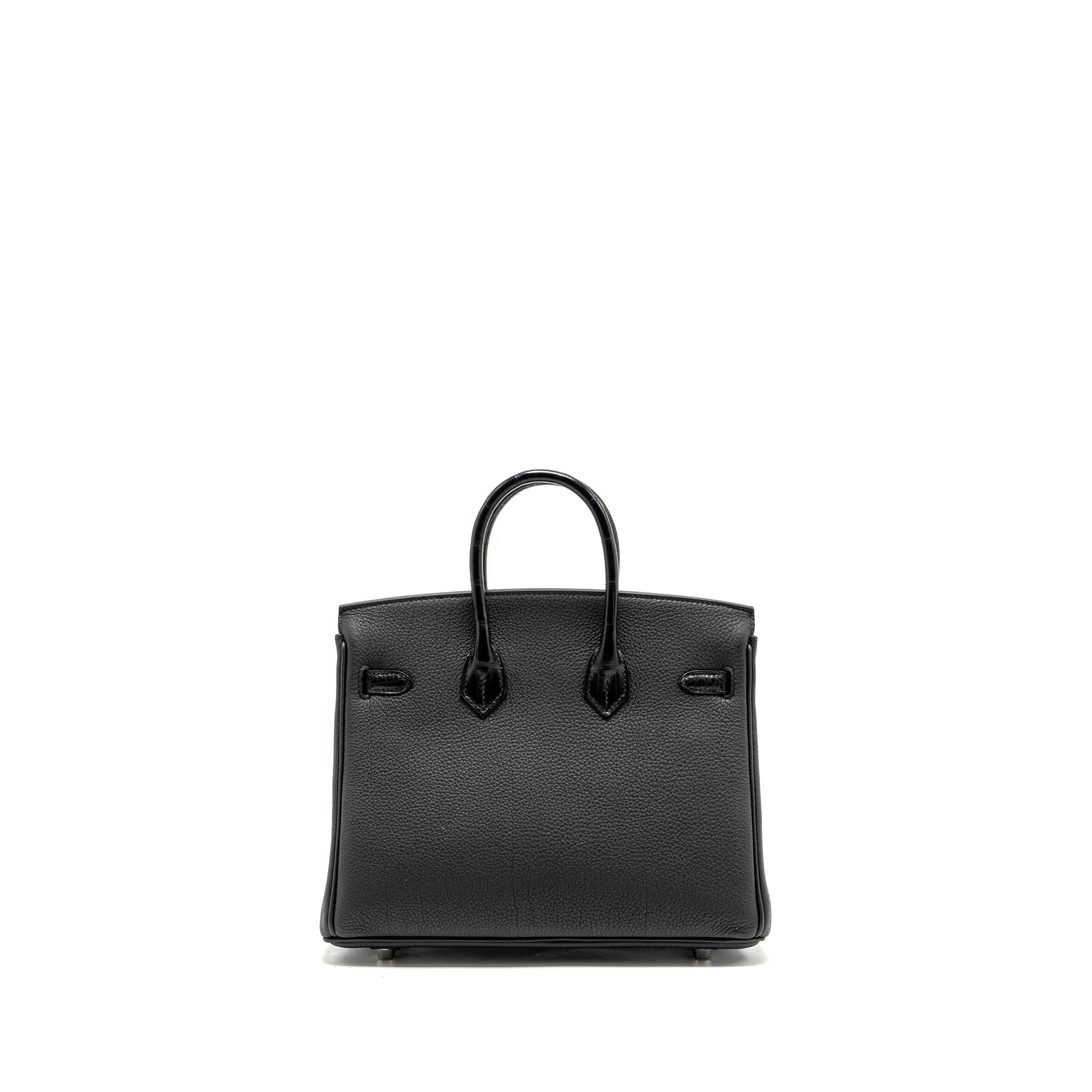 HERMES BIRKIN 25 TOUCH TOGO/ALLIGATOR MISSISSIPPIENSIS MAT BLACK SHW
