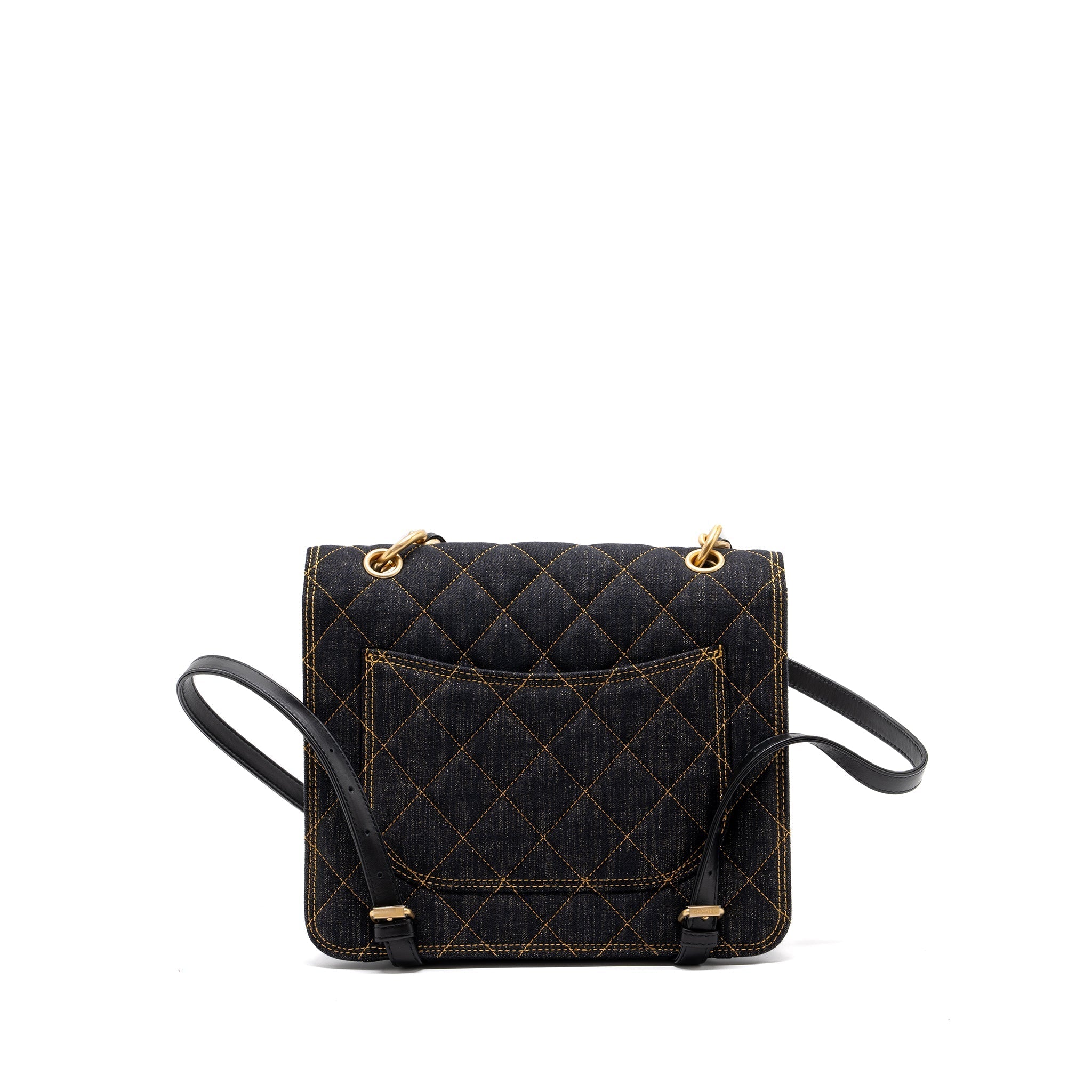 23S FLAP BACKPACK DENIM DARK BLUE BRUSHED GHW (MICROCHIP)