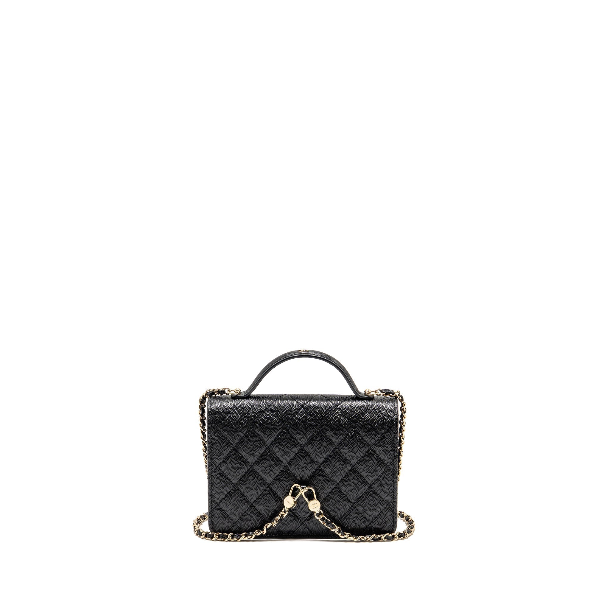 25C QUILTED CC TOP HANDLE MINI BACKPACK CAVIAR BLACK LGHW (MICROCHIP)