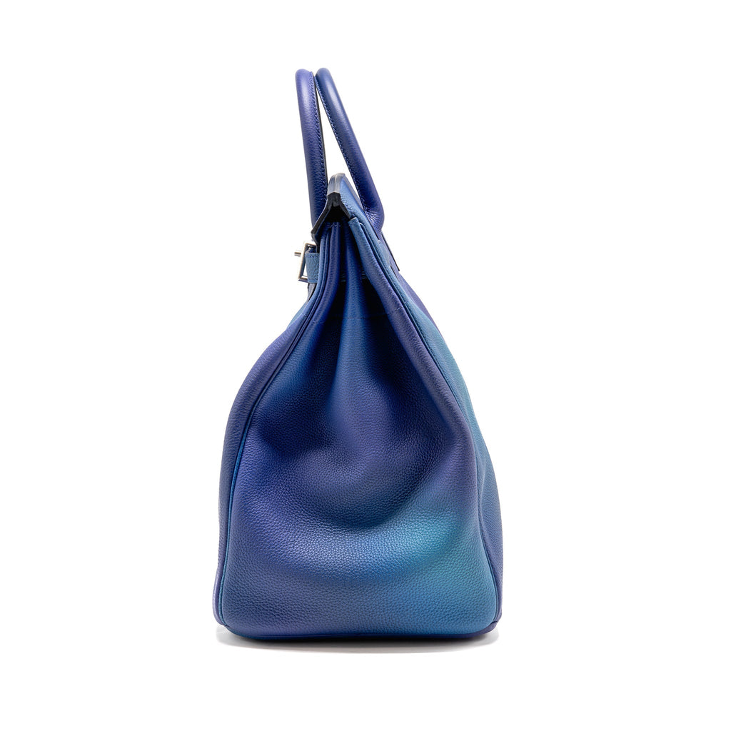 HERMES HAC BIRKIN 40 COSMOS LIMITED EDITION TOGO BLUE NUIT / VIOLET BRUSHED SHW