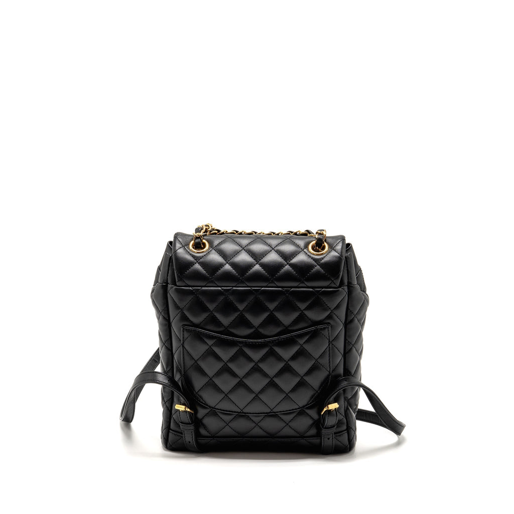 URBAN SPIRIT FLAP BACKPACK LAMBSKIN BLACK GHW