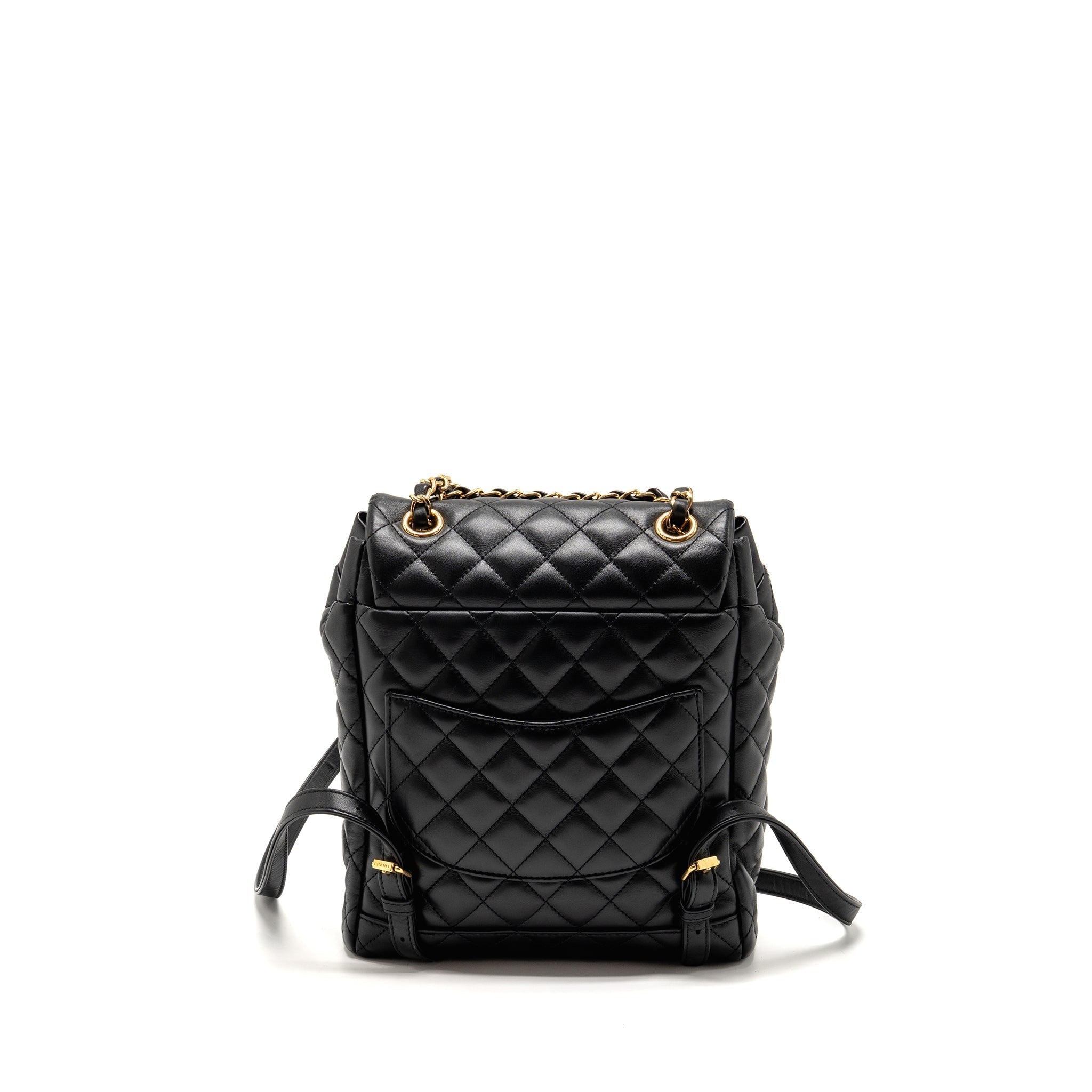 URBAN SPIRIT FLAP BACKPACK LAMBSKIN BLACK GHW