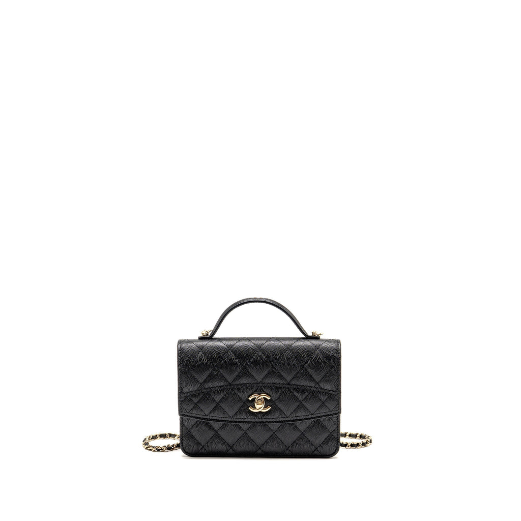 25C QUILTED CC TOP HANDLE MINI BACKPACK CAVIAR BLACK LGHW (MICROCHIP)