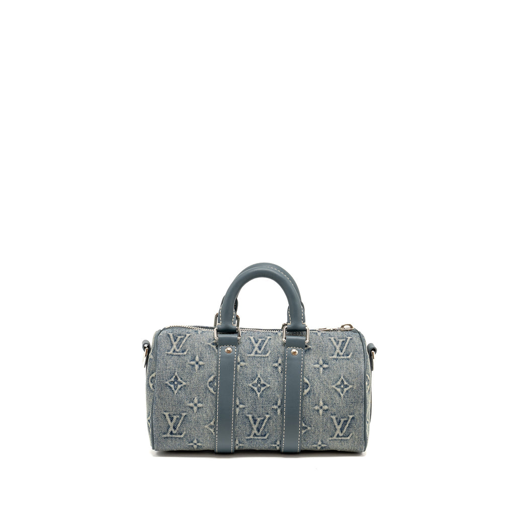 KEEPALL BANDOULIERE 25 WASHED DENIM CANVAS BLUE SHW