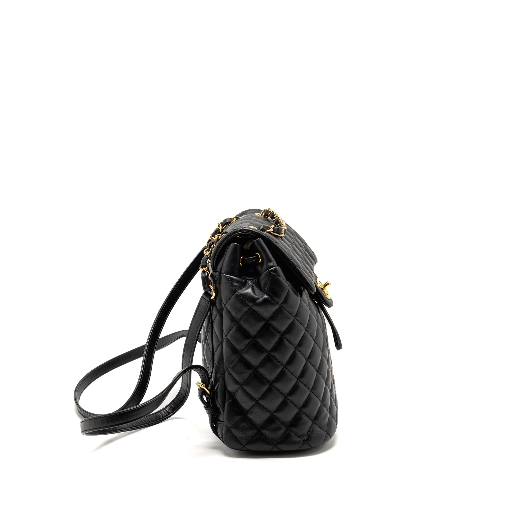 URBAN SPIRIT FLAP BACKPACK LAMBSKIN BLACK GHW