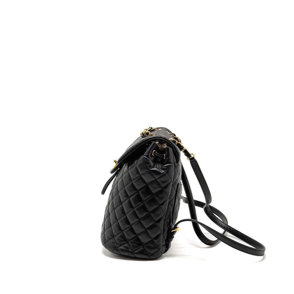 URBAN SPIRIT FLAP BACKPACK LAMBSKIN BLACK GHW