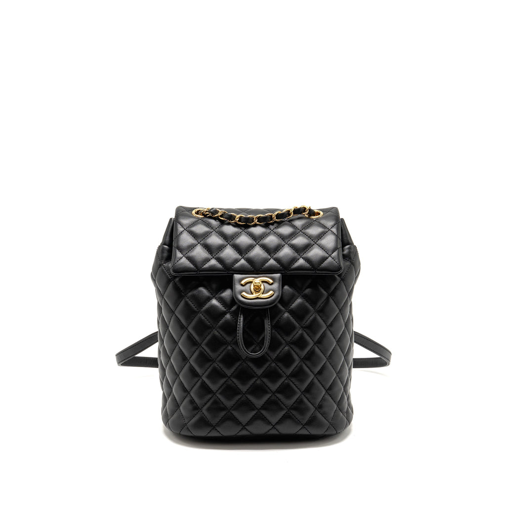 URBAN SPIRIT FLAP BACKPACK LAMBSKIN BLACK GHW