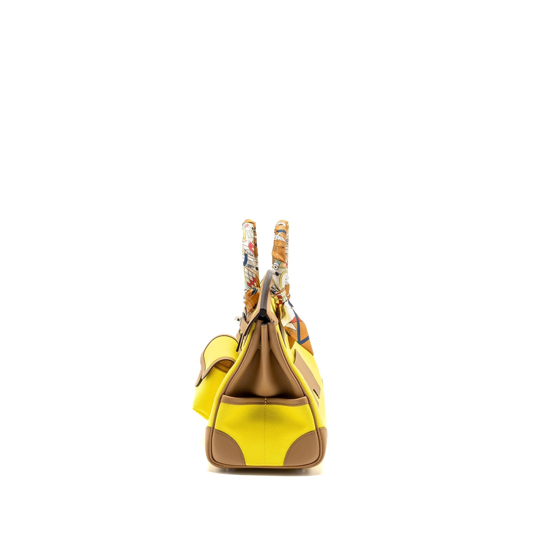 HERMES BIRKIN 25 CARGO TOILE GOELAND / SWIFT JAUNE CITRON / CHAI SHW