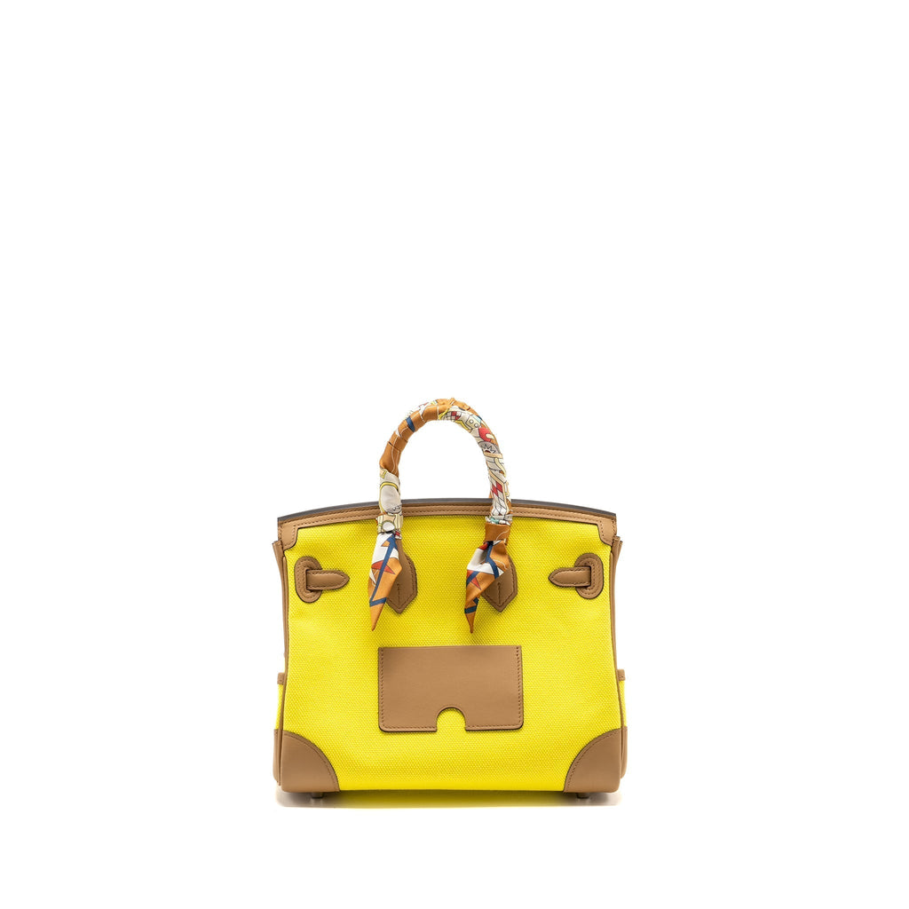 HERMES BIRKIN 25 CARGO TOILE GOELAND / SWIFT JAUNE CITRON / CHAI SHW