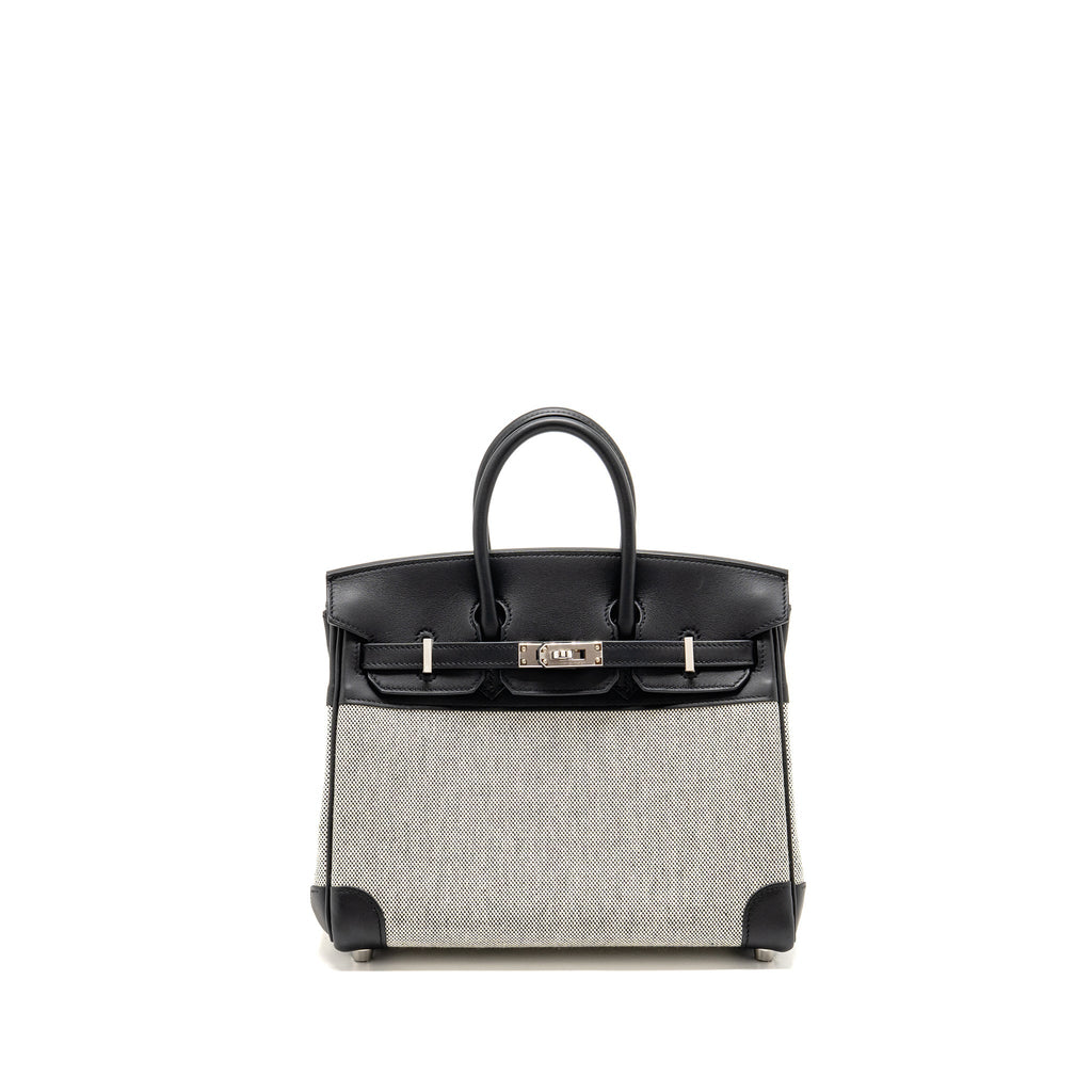 HERMES BIRKIN 25 TOILE SWIFT/CANVAS ECRU-NOIR/NOIR SHW