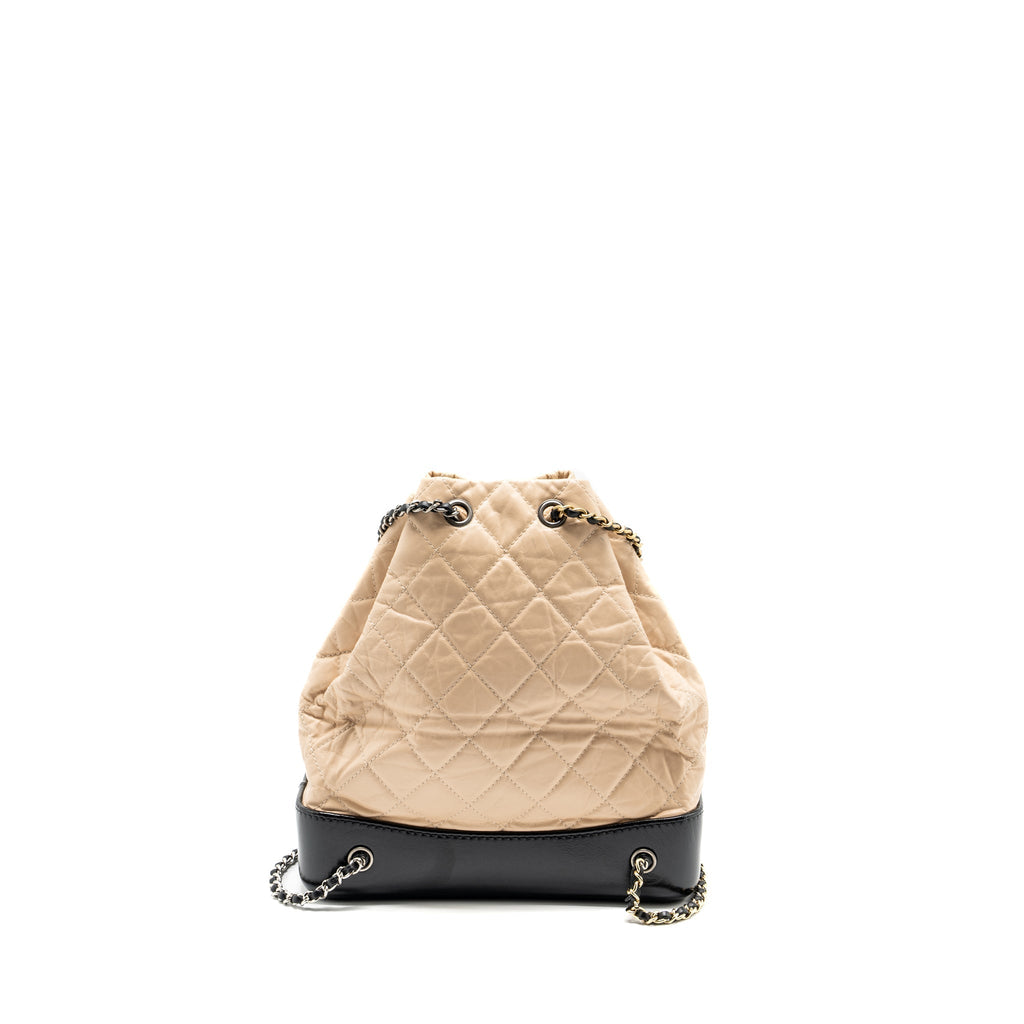 MEDIUM GABRIELLE BACKPACK AGED CALFSKIN BEIGE/BLACK MULTICOLOUR HARDWARE