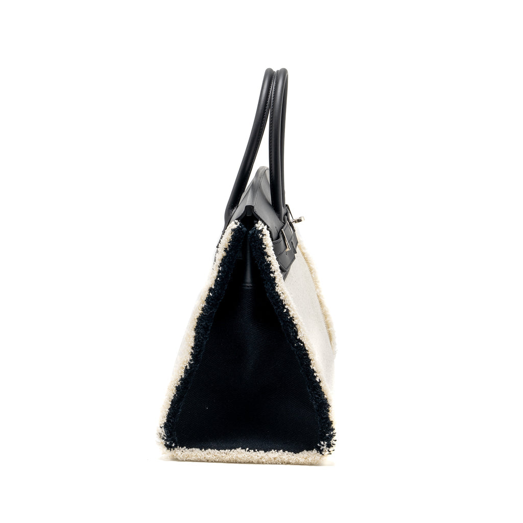 HERMES BIRKIN 35 FRAY FRAY CANVAS/ SWIFT BLACK/ECRU SHW