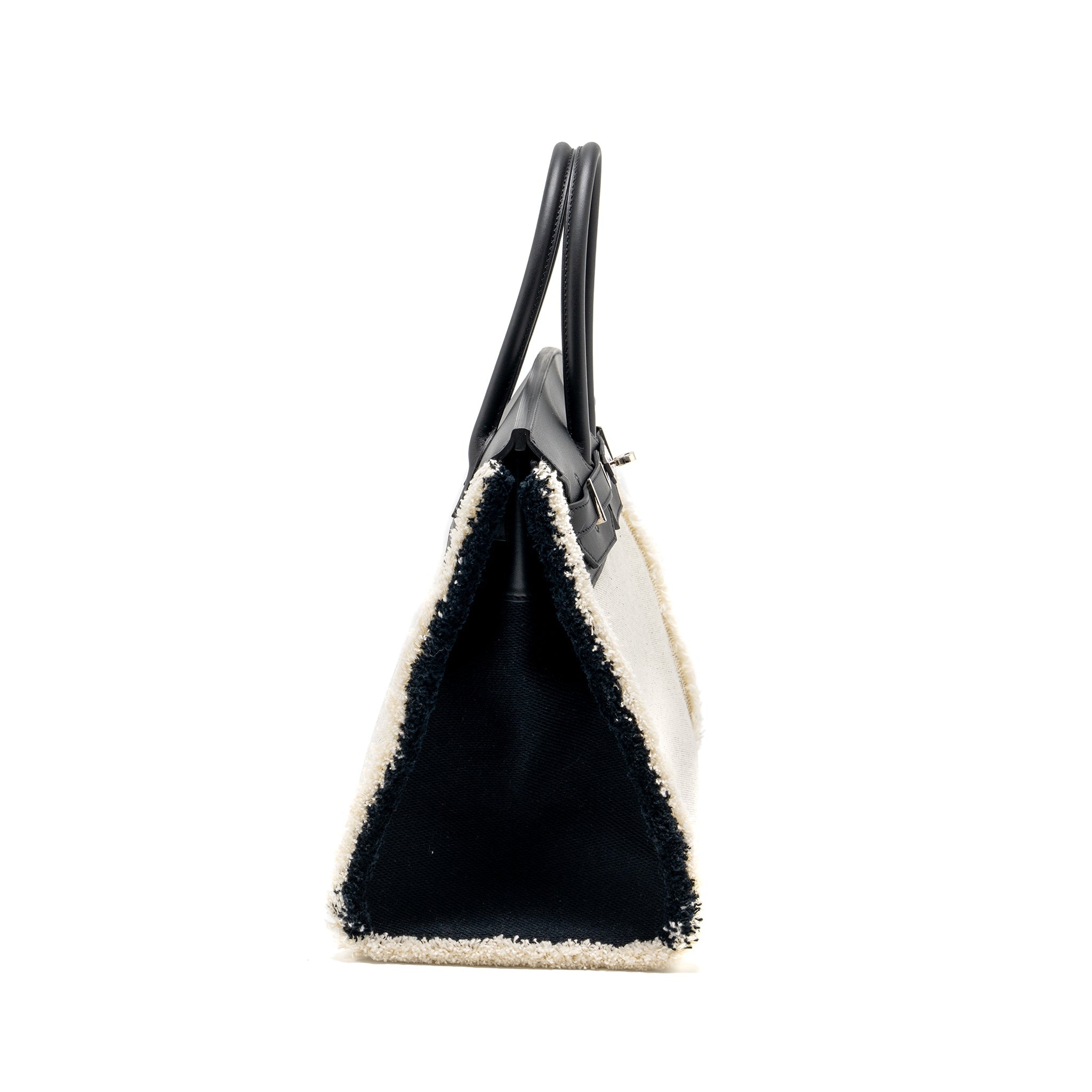 HERMES BIRKIN 35 FRAY FRAY CANVAS/ SWIFT BLACK/ECRU SHW