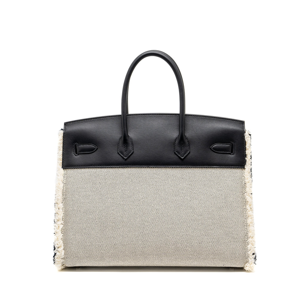 HERMES BIRKIN 35 FRAY FRAY CANVAS/ SWIFT BLACK/ECRU SHW