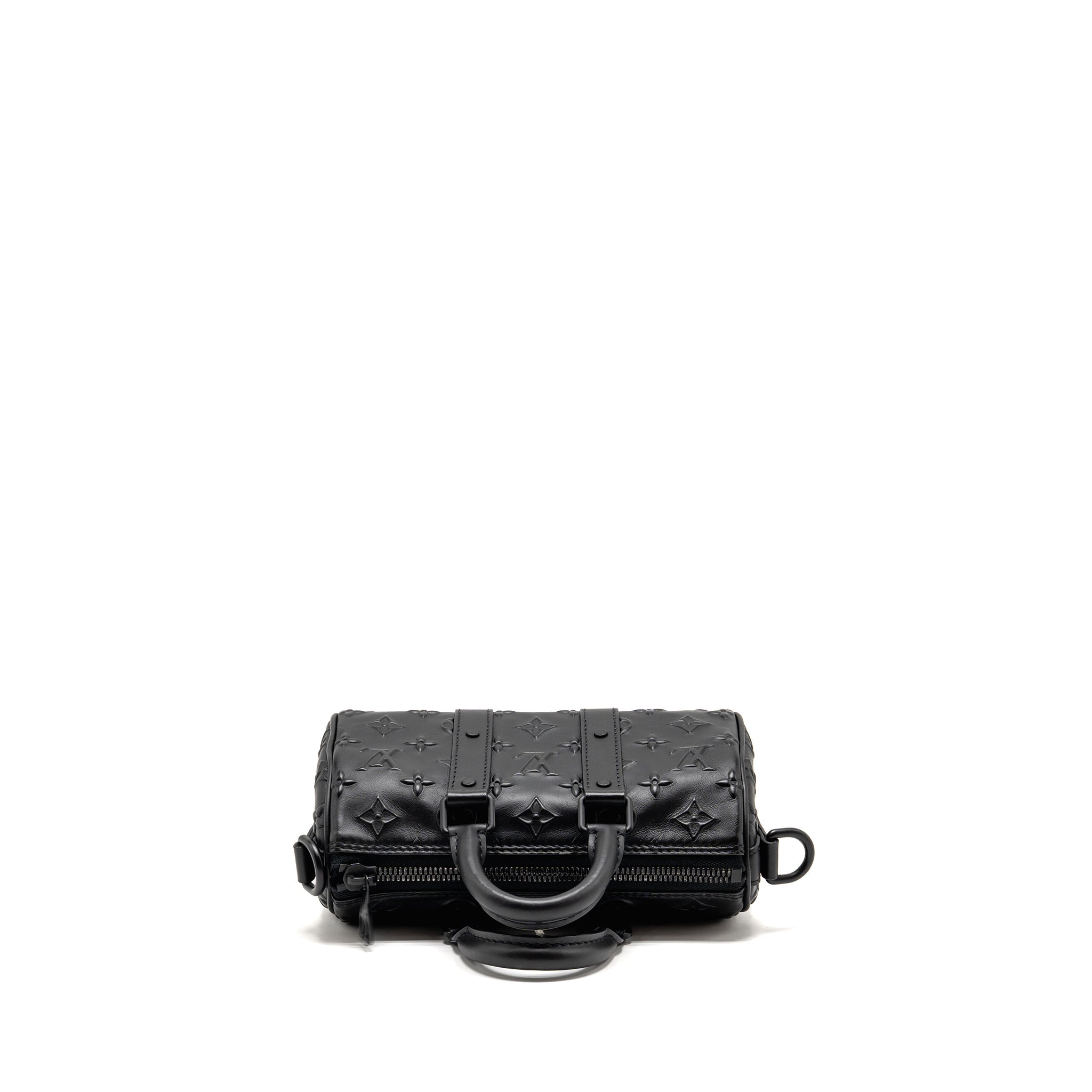 KEEPALL XS MONOGRAM SEAL COWHIDE LEATHER SO BLACK
