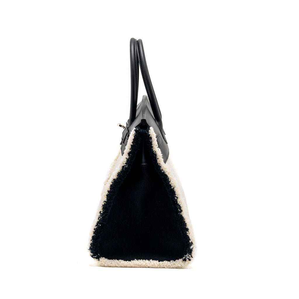 HERMES BIRKIN 35 FRAY FRAY CANVAS/ SWIFT BLACK/ECRU SHW