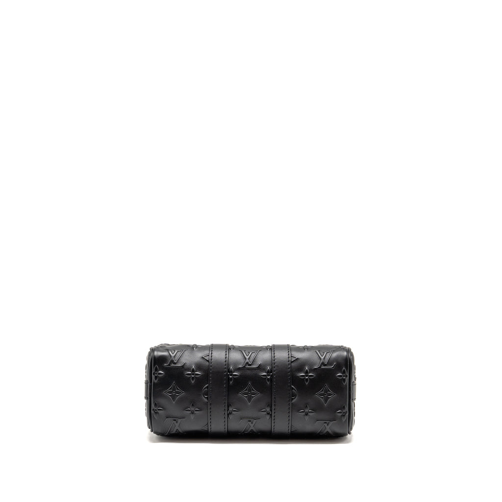 KEEPALL XS MONOGRAM SEAL COWHIDE LEATHER SO BLACK