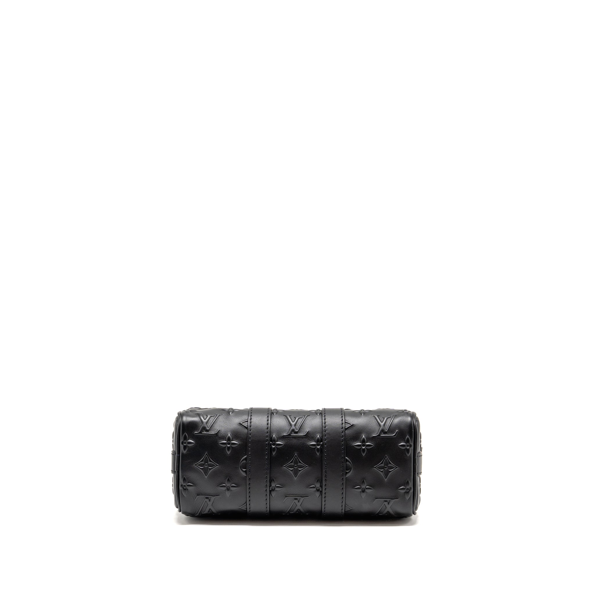 KEEPALL XS MONOGRAM SEAL COWHIDE LEATHER SO BLACK