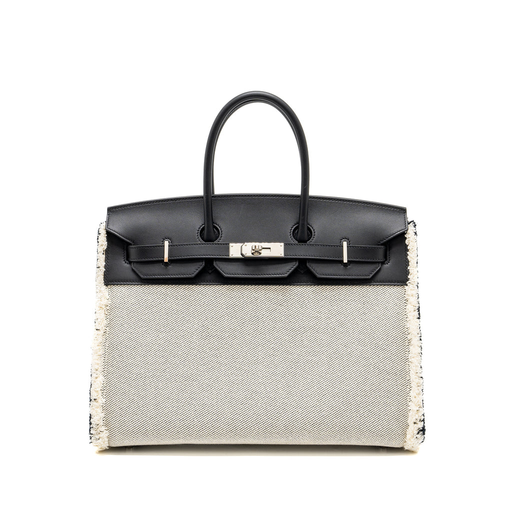 HERMES BIRKIN 35 FRAY FRAY CANVAS/ SWIFT BLACK/ECRU SHW