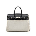 HERMES BIRKIN 35 FRAY FRAY CANVAS/ SWIFT BLACK/ECRU SHW